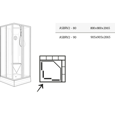 Sprchový box Ravak ASBRV2 80x80, bílá+transparent (4 díly)