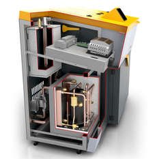 Hybridní kotel Benekov H25/10, kotel K25 se zásobníkem 200 l vpravo, výkon 25 kW + tepelné čerpadlo o výkonu 10 kW, SVT 22126