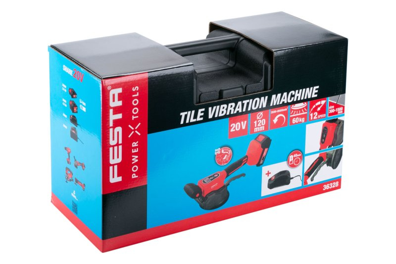 Vibrační přísavka na dlažbu 125mm AKU Festa SHARE20V baterie 2A a nabíječka 2,4Ah
