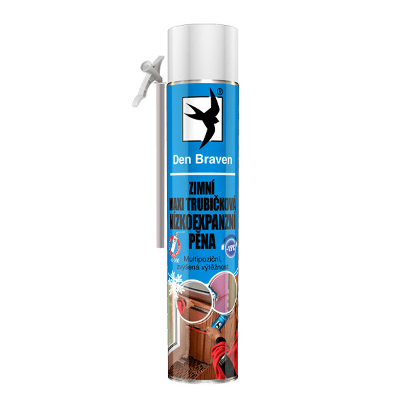 Zimní maxi nízkoexpanzní pěna do -15 °C Den Braven trubičková dóza 825 ml, žlutá