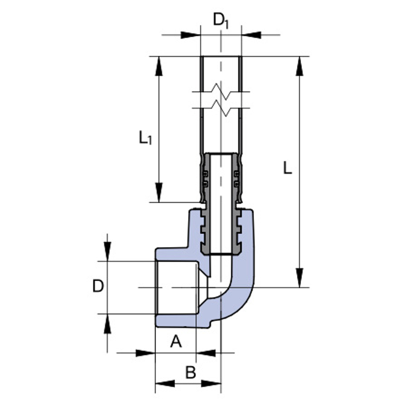 Koleno pro připojení k radiátoru Wavin Ekoplastik PPR d20/45° délka 270 mm