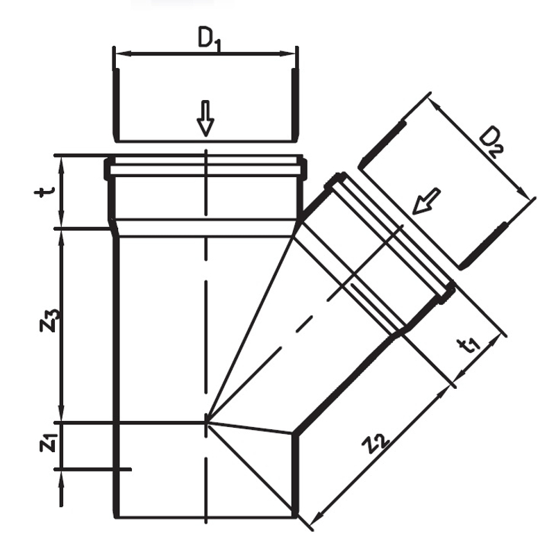 Odbočka kanalizační Wavin PVC-U KGEA 45°, DN 200 x 110, oranžová
