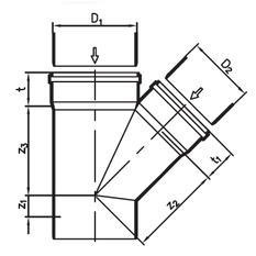 Odbočka kanalizační Wavin PVC-U KGEA 45°, DN 200 x 110, oranžová