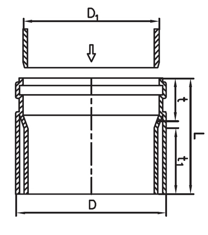 Přechod kanalizační Wavin PVC-U KGUSM z PVC/na kameninu DN 110, oranžová