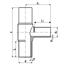 Elektro T-kus Wavin PE100, svařování na tupo, SDR11, d 110 x 63
