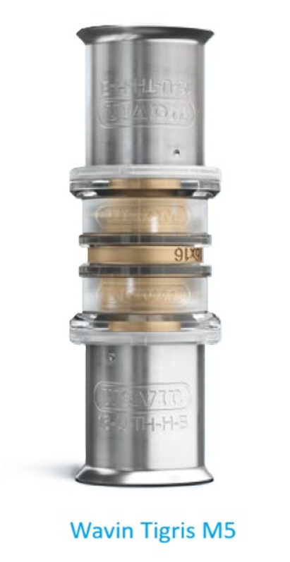 Průchodka stěnová Wavin M-press M5 mosaz 48 mm d16 x 1/2˝