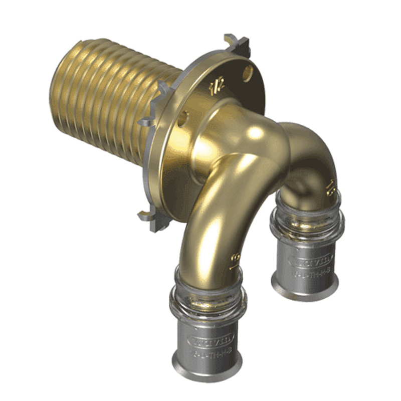 Průchodka stěnová Wavin M-press M5 mosaz 48 mm d16 x 1/2˝