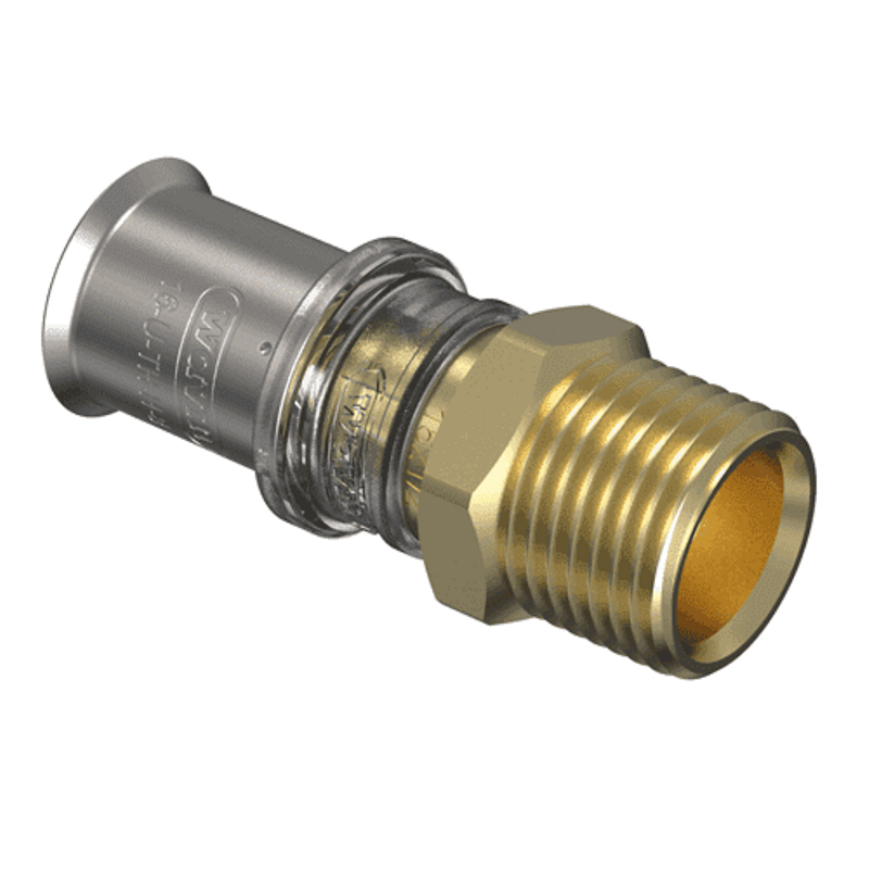 Spojka lisovací Wavin M-press M5 mosaz d32 x 5/4˝ vnější