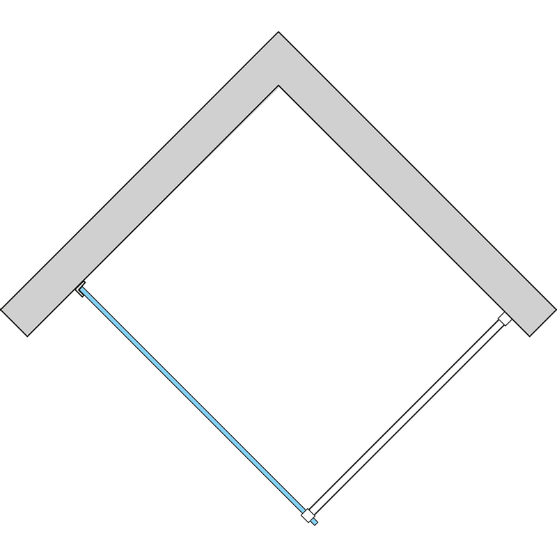 Pevná stěna Ronal Pur samostatná s L - kováním - montáž vlevo Atyp na zaměření 1001 - 1600 x 2000 mm, chrom/sklo mastercarré