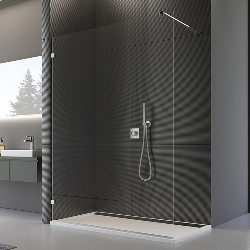 Pevná stěna Ronal Pur samostatná s L - kováním - montáž vlevo Atyp na zaměření 1001 - 1600 x 2000 mm, chrom/sklo mastercarré