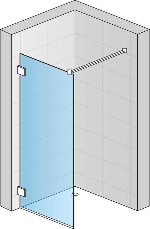Pevná stěna Ronal Pur samostatná s L - kováním - montáž vlevo Atyp na zaměření 1001 - 1600 x 2000 mm, chrom/sklo mastercarré