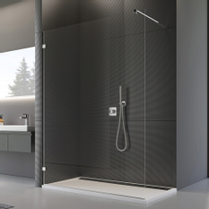 Pevná stěna Ronal Pur samostatná s L - kováním - montáž vlevo Atyp na zaměření 1001 - 1600 x 2000 mm, chrom/sklo mastercarré