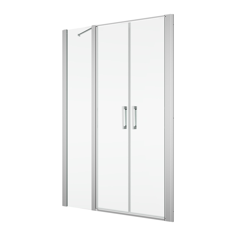 Dvoukřídlé dveře Ronal Divera s pevnou stěnou v rovině 1400 x 2000 mm, aluchrom/sklo čiré