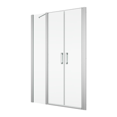 Dvoukřídlé dveře Ronal Divera s pevnou stěnou v rovině 1400 x 2000 mm, aluchrom/sklo čiré