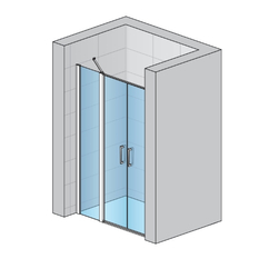 Dvoukřídlé dveře Ronal Divera s pevnou stěnou v rovině 1400 x 2000 mm, aluchrom/sklo čiré