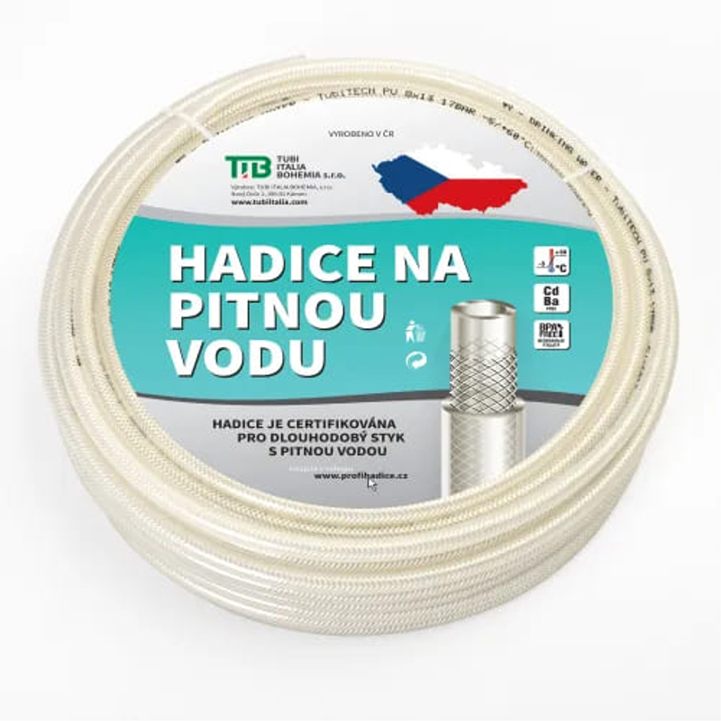 Hadice na pitnou vodu Tubi PV 25 x 32 mm, (1˝), délka 25 m, průhledná