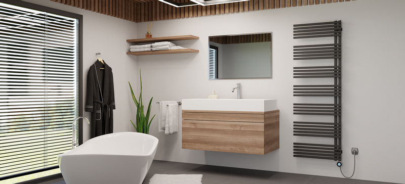 Těleso koupelnové trubkové Isan Falco 1290 x 600 mm, 795 W, elektrické pro systém Nexus, sněhově bílá RAL 9016