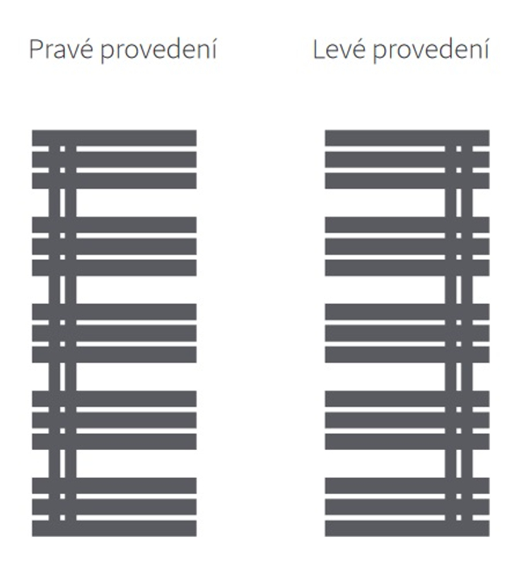 Těleso koupelnové trubkové Isan Miro 1236 x 600 mm, 560 W, levé, elektrické s regulátorem Mini PW, sněhově bílá RAL 9016