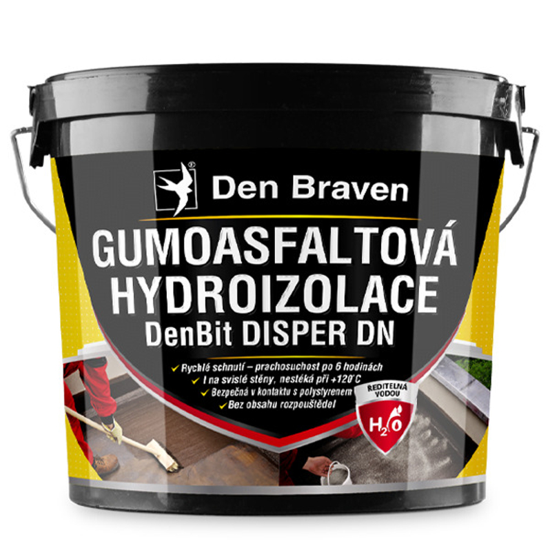 Gumoasfaltová hydroizolace Den Braven DenBit DISPER DN kbelík 5 kg, černá