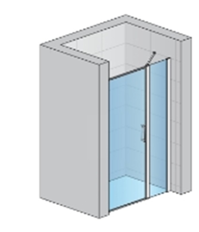 Jednokřídlé dveře Ronal Divera s pantem u zdi a s pevnou stěnou v rovině 1300 x 2000 mm, černá matná/sklo čiré