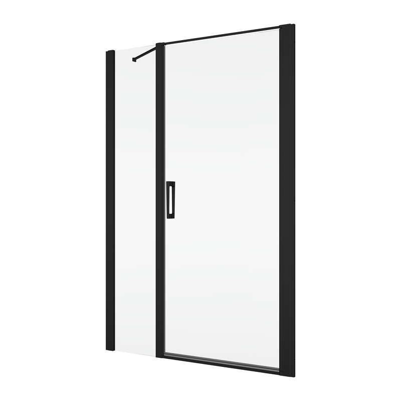 Jednokřídlé dveře Ronal Divera s pantem u zdi a s pevnou stěnou v rovině 1300 x 2000 mm, černá matná/sklo čiré