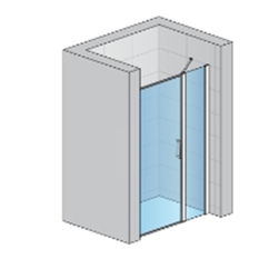 Jednokřídlé dveře Ronal Divera s pantem u zdi a s pevnou stěnou v rovině 1300 x 2000 mm, černá matná/sklo čiré