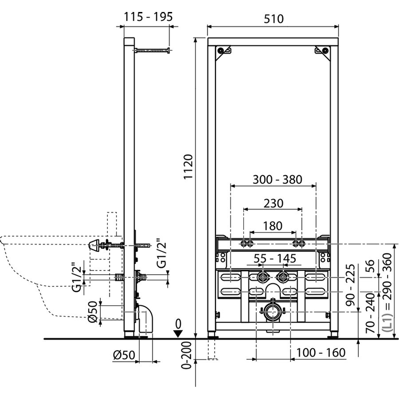 Instalační modul Ravak pro bidet II/112