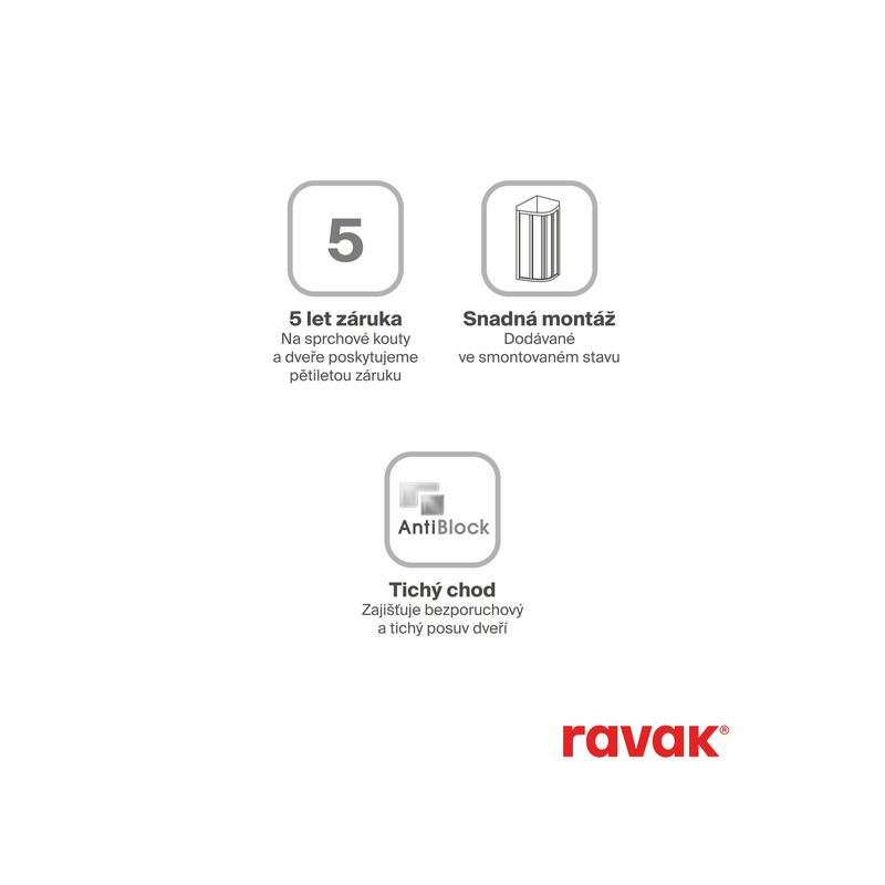 Sprchový kout Ravak SKCP4 80x80, 195 černá+pearl