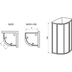Sprchový kout Ravak SKCP4 90x90, 195 černá+pearl