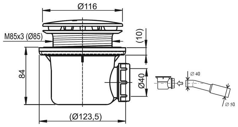 Vaničkový sifon Ravak Profesional 90 mm, černá