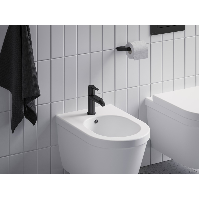 Bidetová stojánková baterie Ravak Puri PU 055.20BL 151 mm s výpustí ClickClack, černá