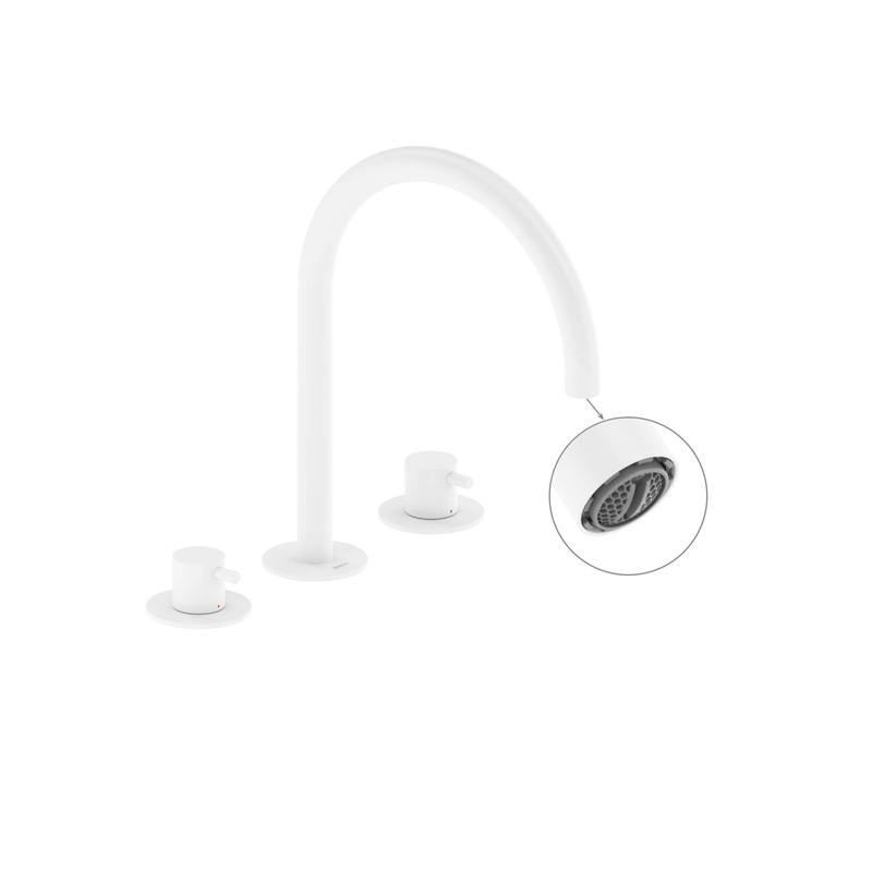 Umyvadlová stojánková tříotvorová baterie Ravak Espirit ES 018.10WV 270 mm bez výpusti, White Velvet