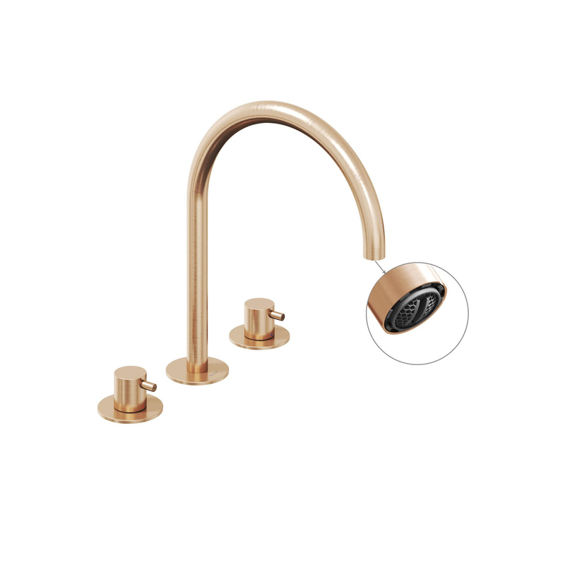 Umyvadlová stojánková tříotvorová baterie Ravak Espirit ES 018.60RGB 270 mm bez výpusti, Rose Gold Brushed