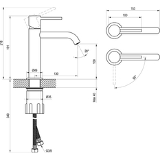 Umyvadlová stojánková baterie Ravak Espirit ES 012.21BLM BeCool 190 mm bez výpusti, Black Matt
