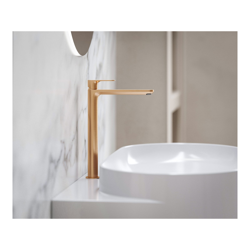 Umyvadlová stojánková baterie Ravak Eleganta EL 015.61RGB BeCool 335 mm bez výpusti, Rose Gold Brushed