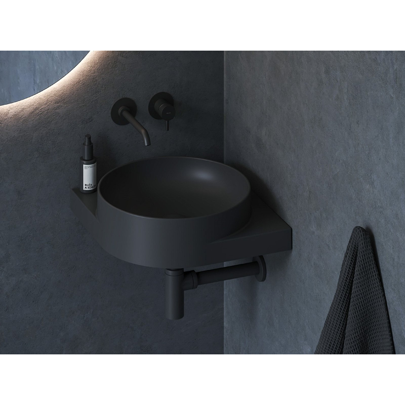 Umyvadlo Ravak Yard 45 C, bez otvoru pro baterii, bez přepadu, černá matná