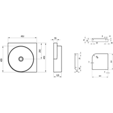 Umyvadlo Ravak Yard 45 C, bez otvoru pro baterii, bez přepadu, černá matná