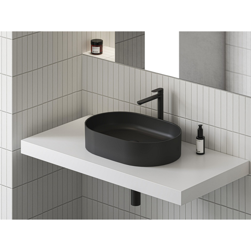 Umyvadlo Ravak Ceramic Slim O 55, bez otvoru pro baterii, bez přepadu, černá matná
