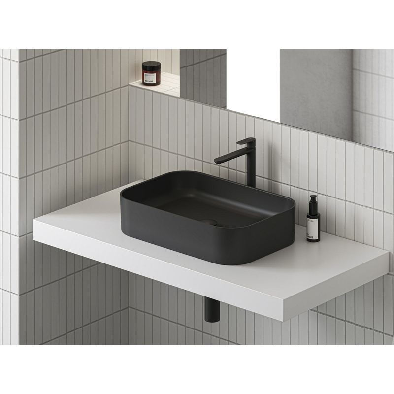 Umyvadlo Ravak Ceramic Slim R 55, bez otvoru pro baterii, bez přepadu, černá matná