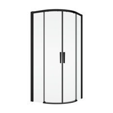 Čtvrtkruh Ronal Divera s dvoudílnými posuvnými dveřmi, rádius 550 mm 900 x 2000 mm, černá matná/sklo Screen