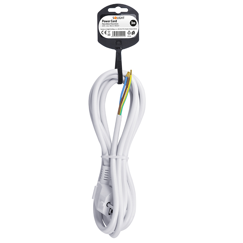 Solight flexo šňůra, 3x 1mm2, bílá, 3m