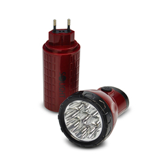Solight LED nabíjecí svítilna, 9 x LED, červenočerná, plug-in