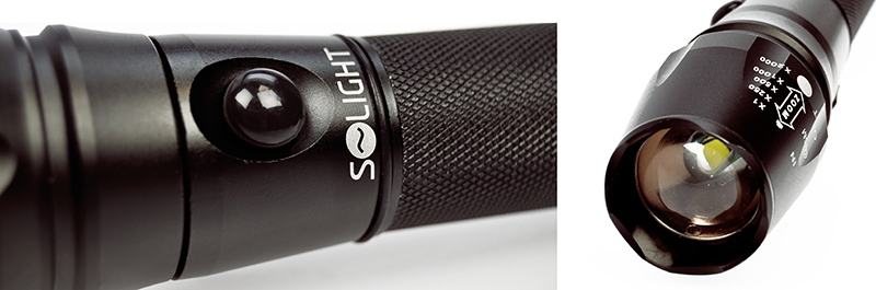 Solight LED nabíjecí profesionální svítilna, 600lm, T6 XML Cree LED, zoom, Li-Ion