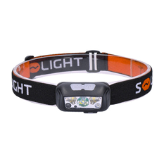 Solight LED čelová nabíjecí svítilna, 150 + 100lm, bílé a červené světlo, Li-Ion