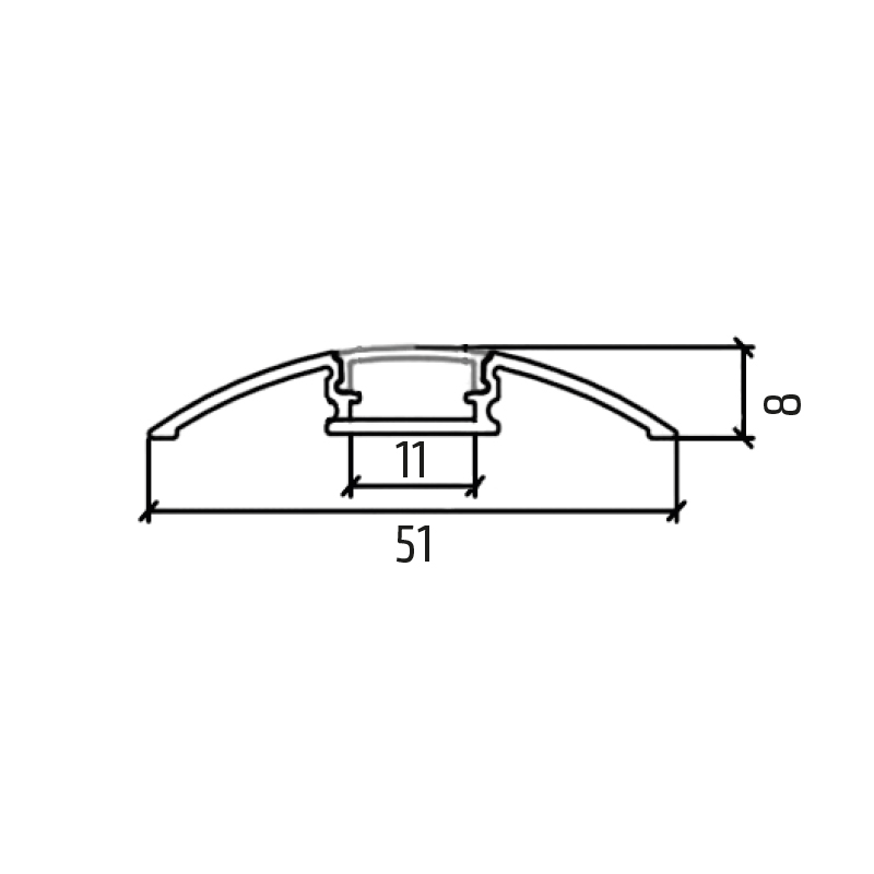 Solight hliníkový profil pro LED pásky plochý, 51x8mm, mléčný difuzor, 1m