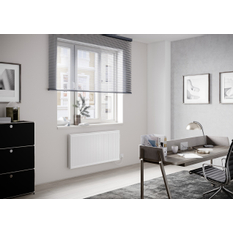 Radiátor Kermi E-Panel Profil horizontální F1E 21 600 x 1200 mm, 2000 W, regulátor vpravo se zástrčkou, bílá