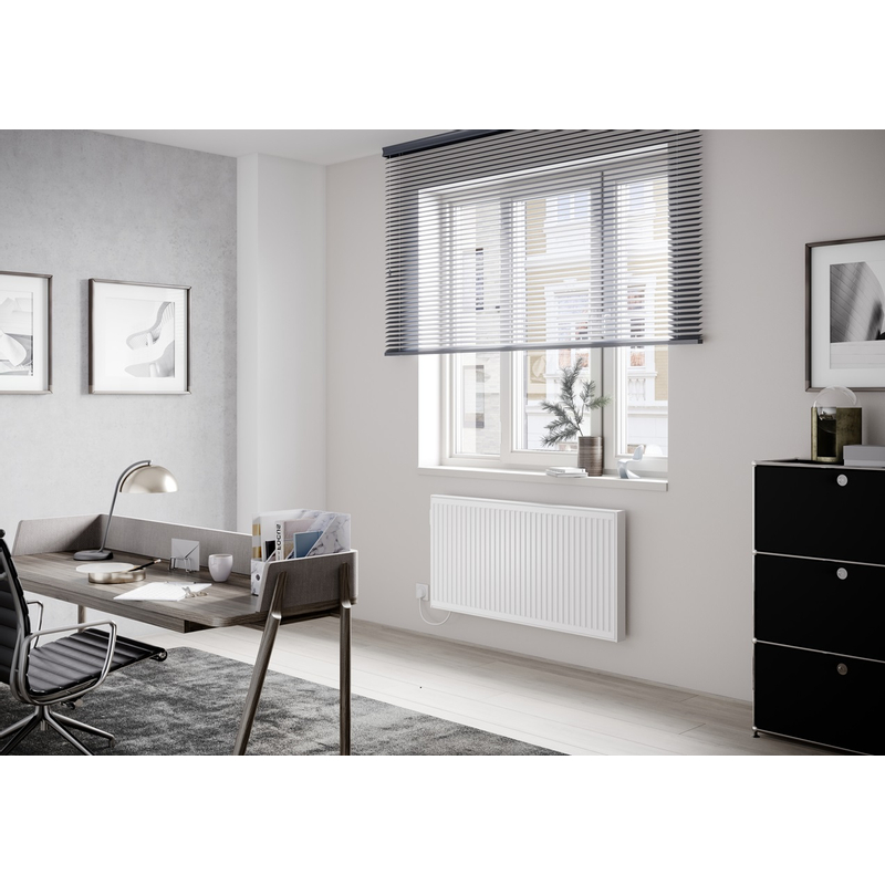 Radiátor Kermi E-Panel Profil horizontální F1E 21 600 x 1200 mm, 2000 W, regulátor vlevo se zástrčkou, bílá