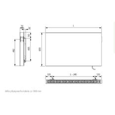 Radiátor Kermi E-Panel Plan horizontální P1E 21 600 x 800 mm, 1000 W, regulátor vlevo se zástrčkou, bílá