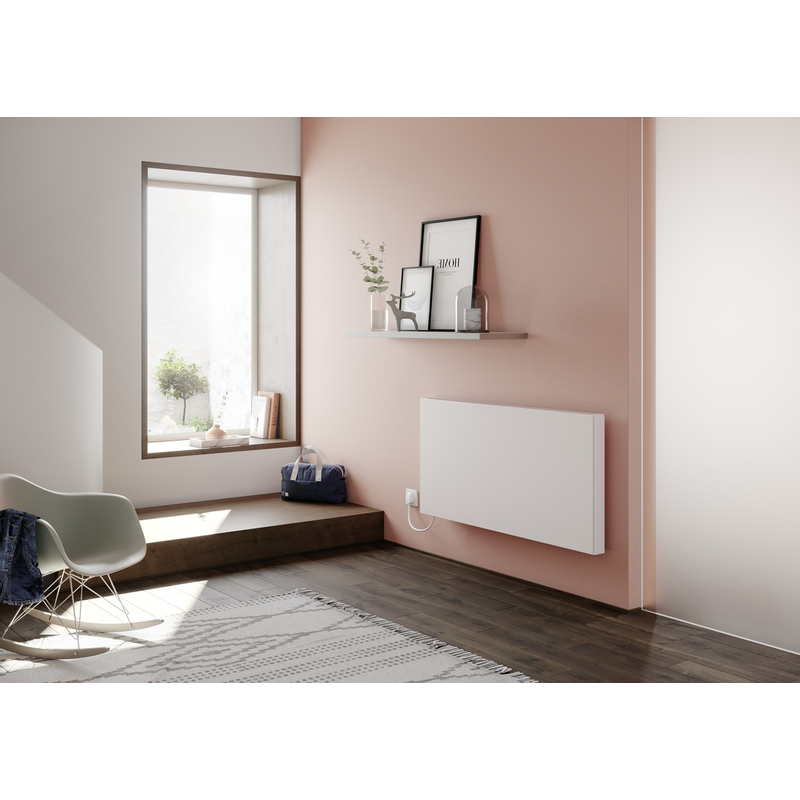 Radiátor Kermi E-Panel Plan horizontální P1E 21 600 x 1000 mm, 1500 W, regulátor vlevo se zástrčkou, bílá