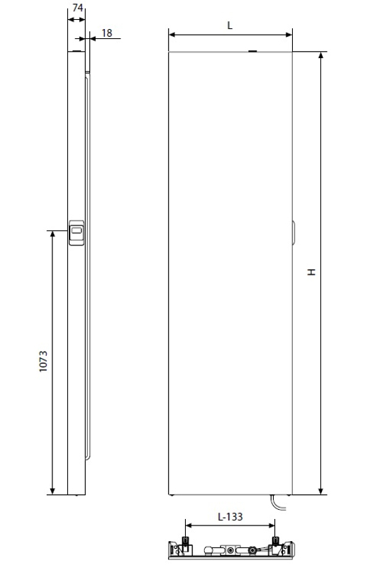 Radiátor Kermi E-Panel Plan vertikální P2E 10 1800 x 400 mm, 1000 W, regulátor vlevo bez zástrčky, antracit